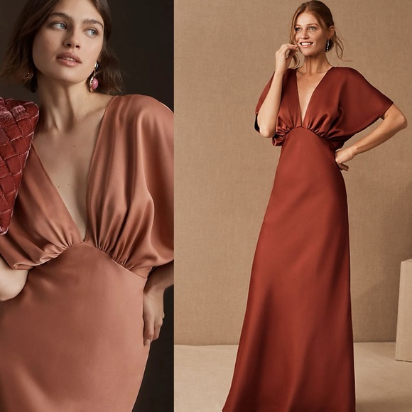 BLDH Leila Charmeuse Dress in Wine Brown - Picture 6 of 14